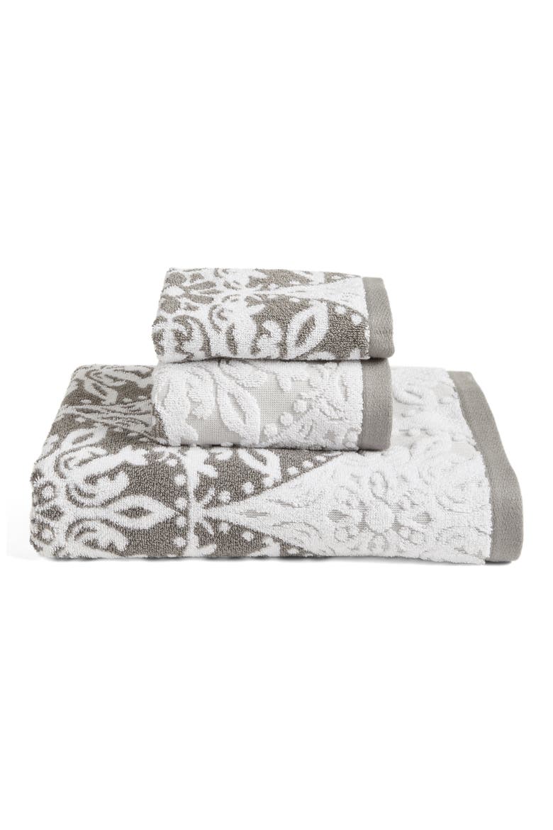 Fan Ombré Jacquard Bath Towel, Alternate, color, GREY GRAPHITE