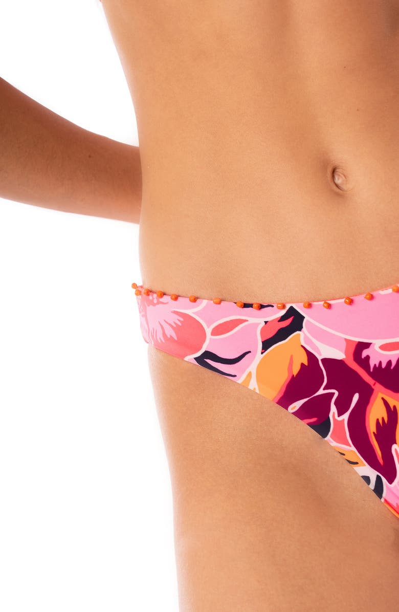 Maaji Coral Leafy Sublimity Reversible Bikini Bottoms, Alternate, color, Pink Overflow