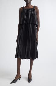 Noir Kei Ninomiya Pleated Satin Midi Dress