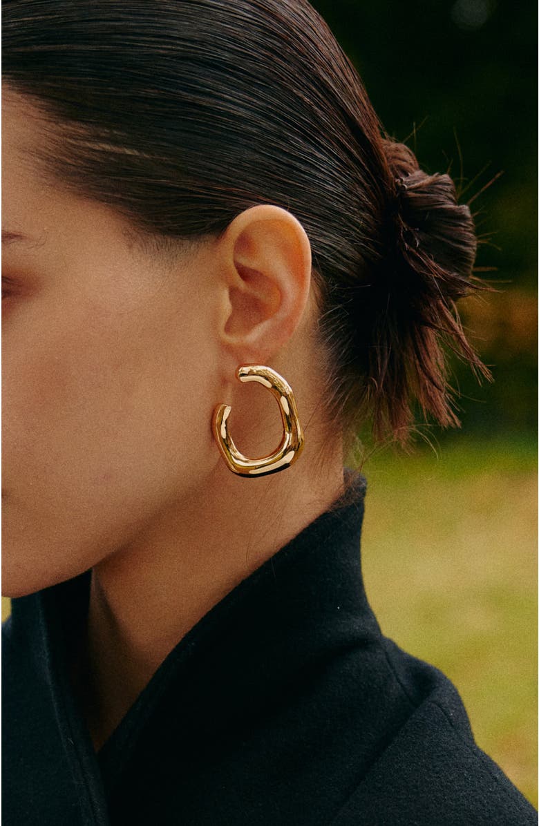 RETRO CHIC Root Hoop Earrings, Alternate, color, Gold