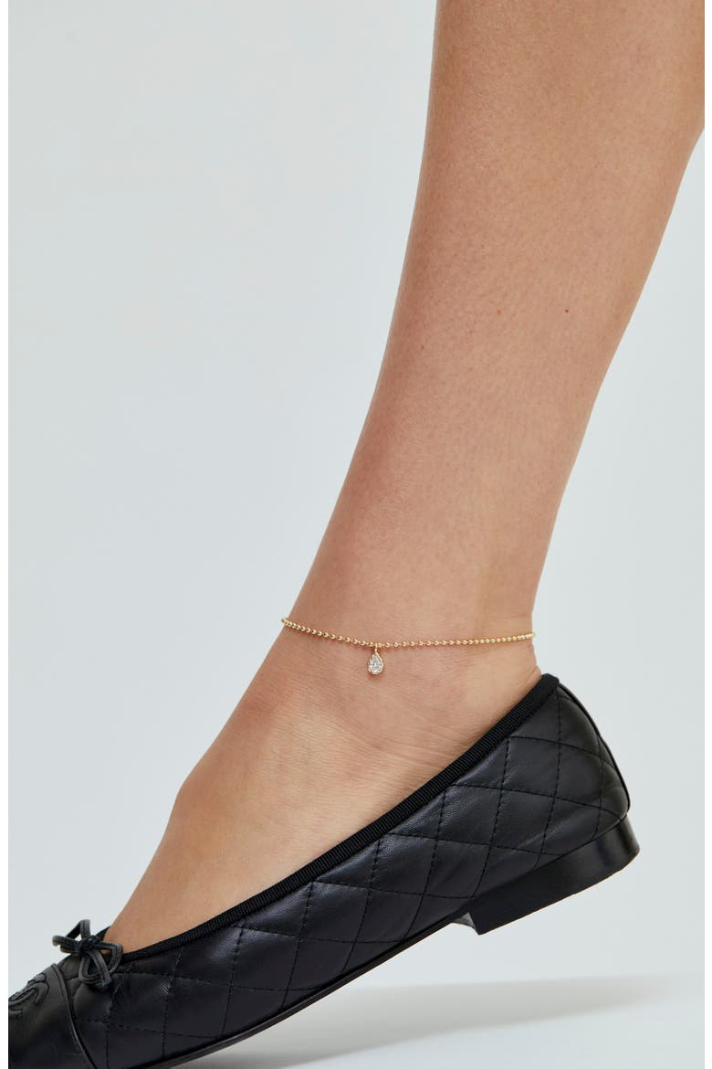 Mini Cleo Pear Anklet, Alternate, color, GOLD