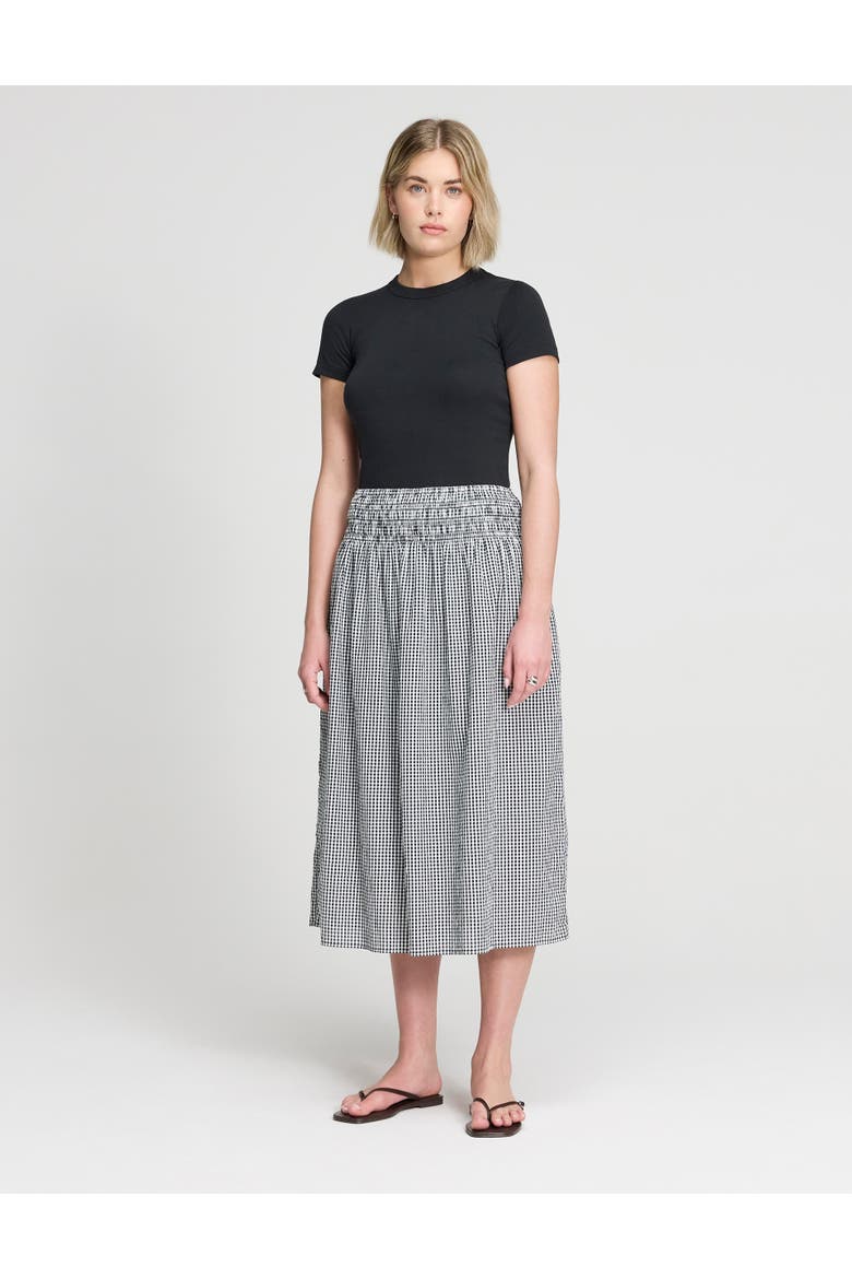 Valerie Cotton Gingham Midi Skirt, Alternate, color, Black Gingham Check