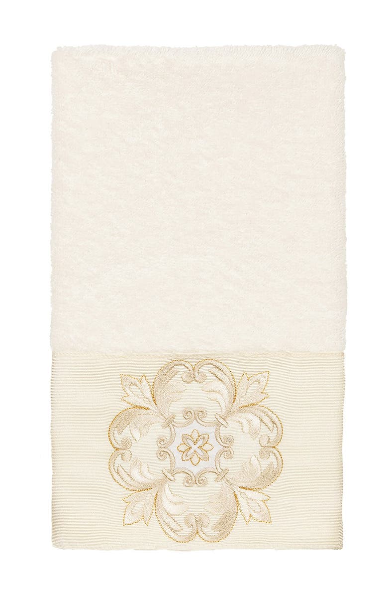 Linum Home Textiles Alyssa Embellished Hand Towel - Cream, Main, color, Cream