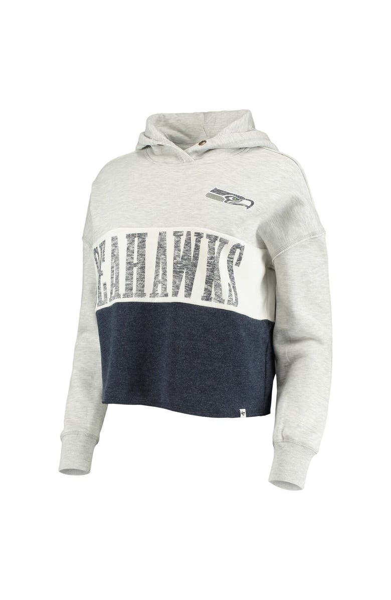 '47 Women's '47 Heathered Gray Seattle Seahawks Lizzy Cutoff Pullover Hoodie, Alternate, color, 