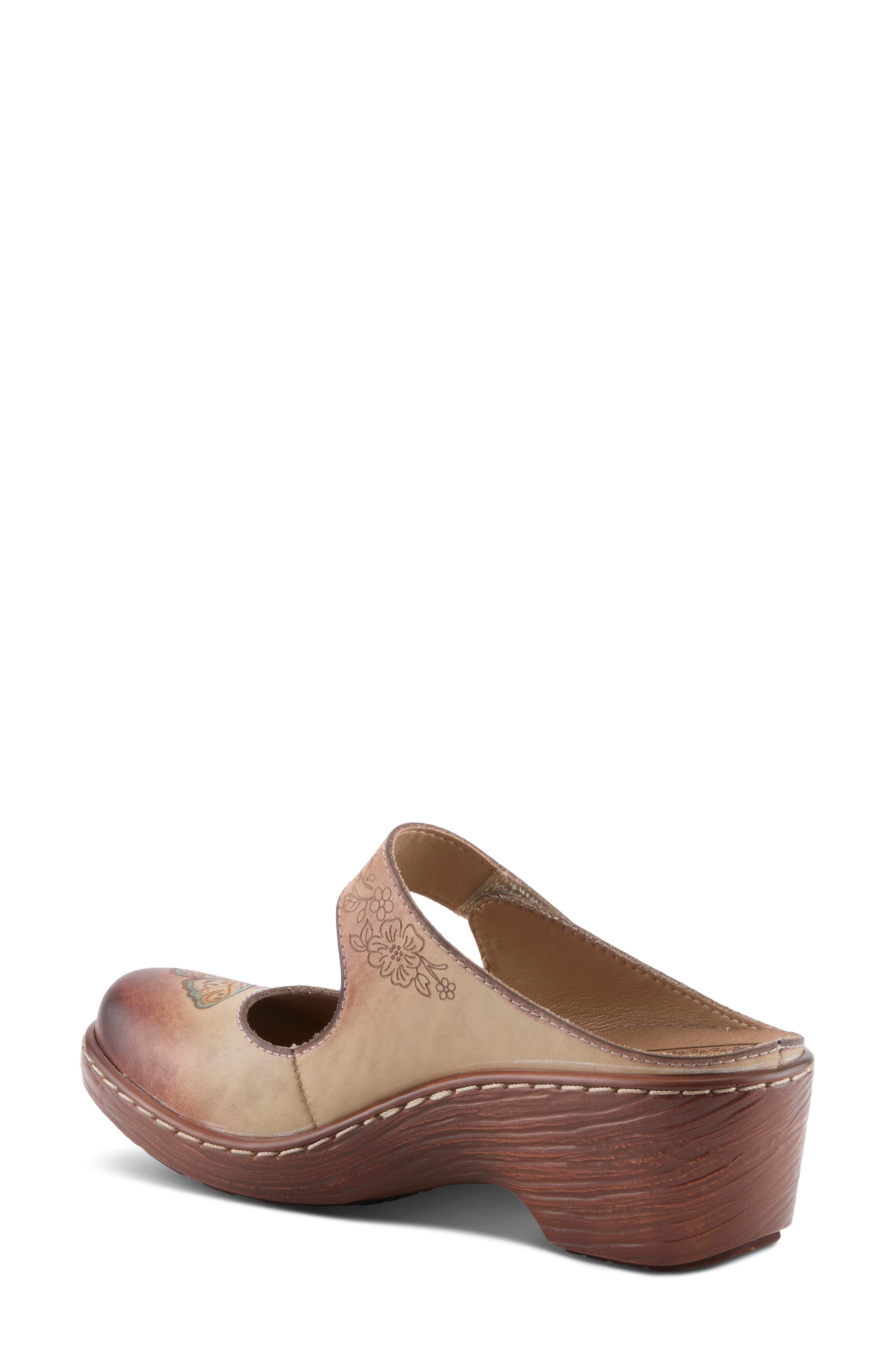 Tinydance Leather Clog, Alternate, color, BEIGE MULTI