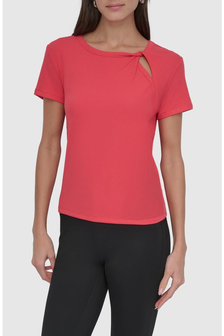 Twist Neck Rib T-Shirt, Main, color, WATERMLN S