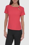 DKNY Twist Neck Rib T-Shirt