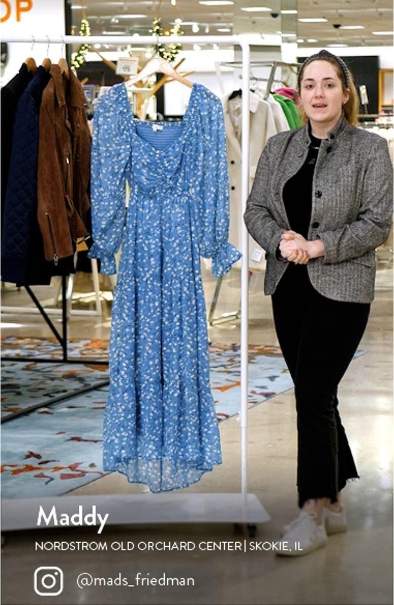 Floral Long Sleeve Tiered Midi Dress, sales video thumbnail