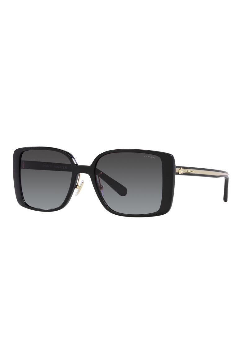 56mm Gradient Square Sunglasses, Alternate, color, BLACK