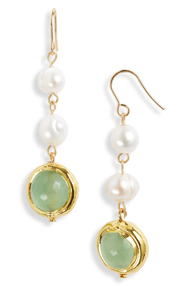Freshwater Pearl Drop Earrings, Main, color, GOLD