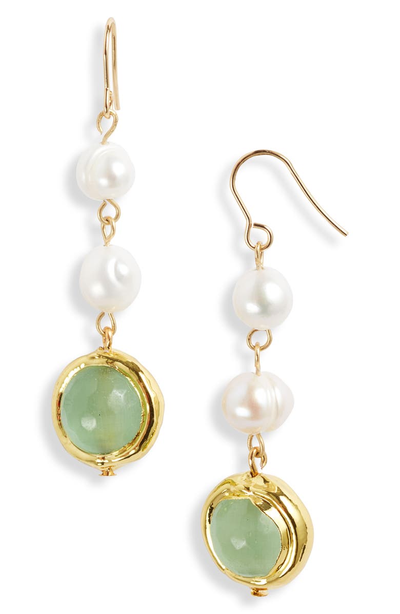 Karine Sultan Freshwater Pearl Drop Earrings, Main, color, Gold