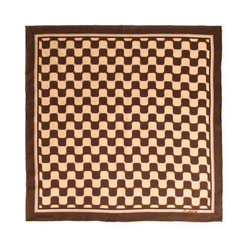 Lost Pattern NYC "Checkerboard" Silk Bandana Scarf - Coffee  product