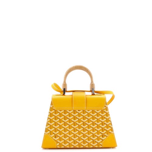 Pre-owned Goyard Goyard Saigon Top Handle Bag Coated Canvas With Leather Pm In Yellow