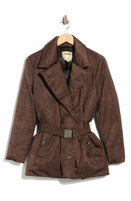 Willene Herringbone Belted Puffer Coat