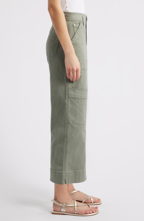 Wit & Wisdom Skyrise Cotton Crop Wide Leg Utility Pants In Deep Seagrass