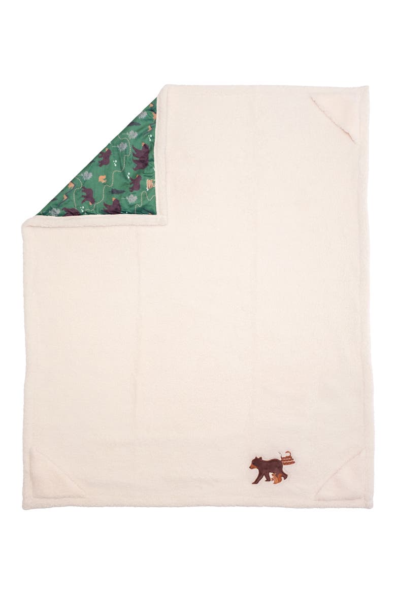 Camping Trails Reversible Fleece Baby Blanket, Alternate, color, COCONUT