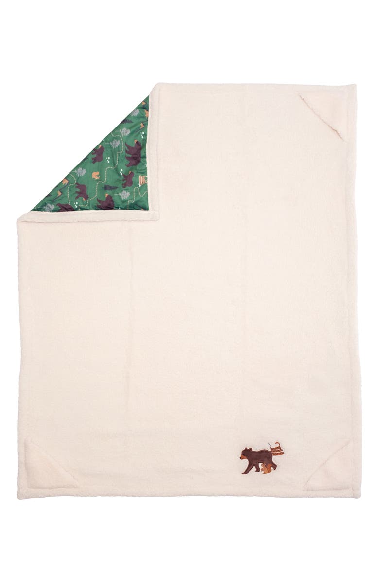 mimish Camping Trails Reversible Fleece Baby Blanket, Alternate, color, Coconut