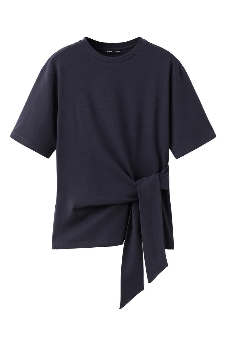 MANGO Side Tie Stretch Cotton T-Shirt, Alternate, color, 