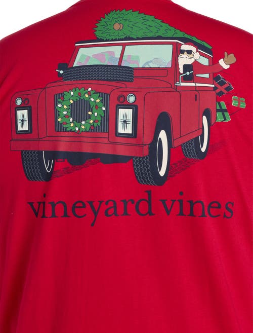 Vineyard Vines Big & Tall Santa Expedition Long Sleeve Graphic Tee In Red Velvet