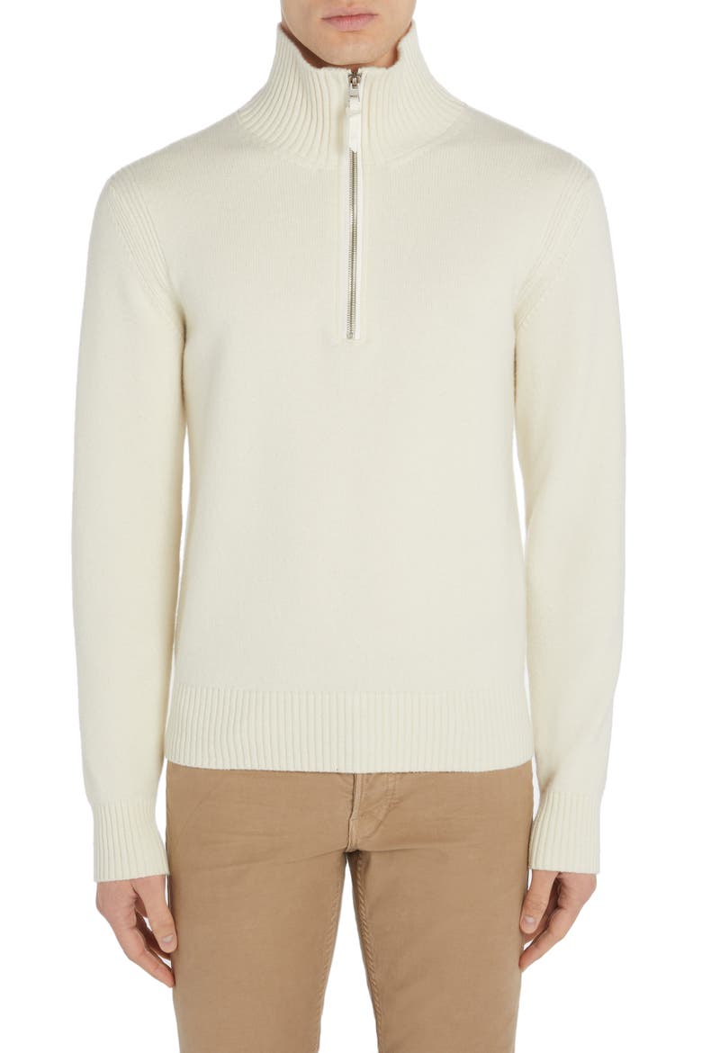 Half Zip Wool & Cashmere Blend Pullover, Main, color, IVORY