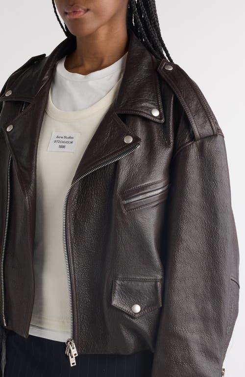 Acne Studios Women's Leather Over Bomber Jacket In Dark Brown