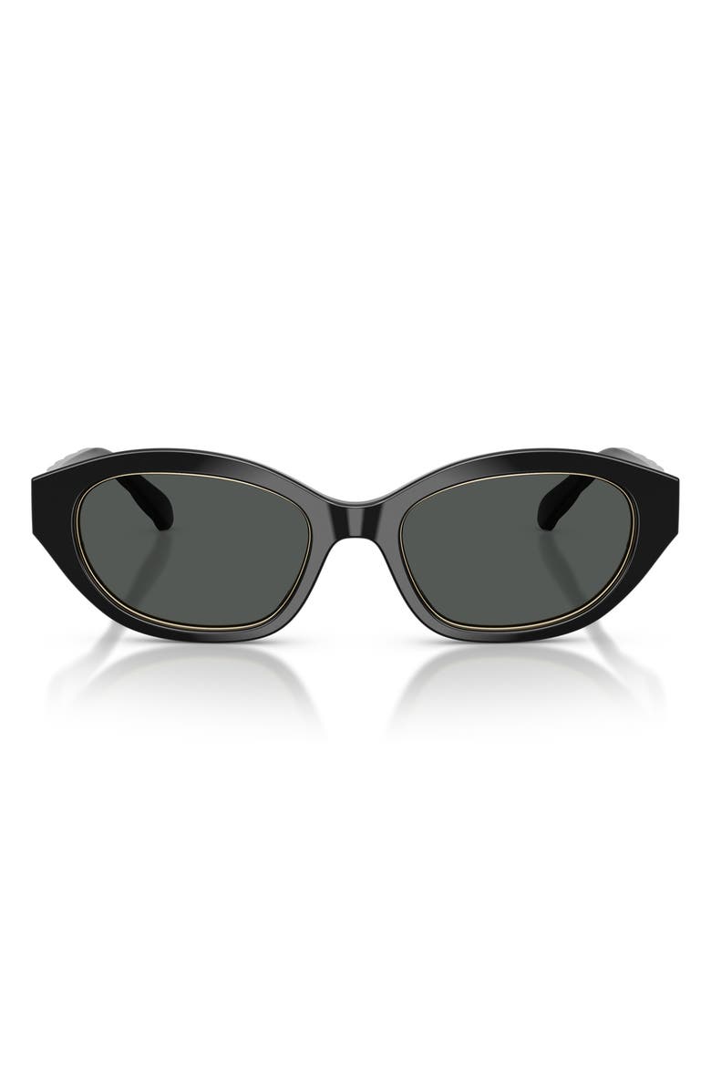 Tory Burch 52mm Irregular Sunglasses, Main, color, Black / Dark Grey