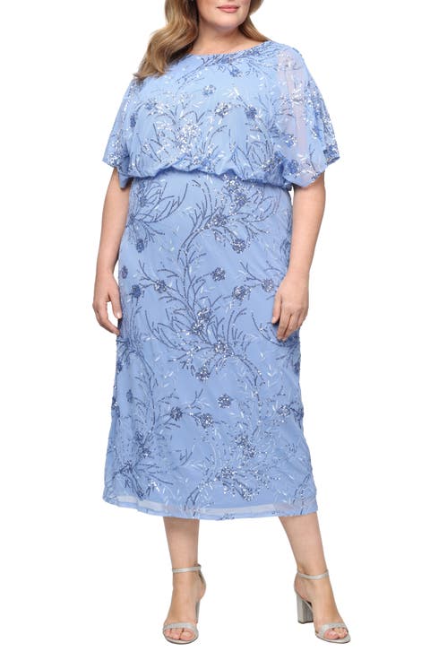 Sequin Blouson Midi Dress (Plus)