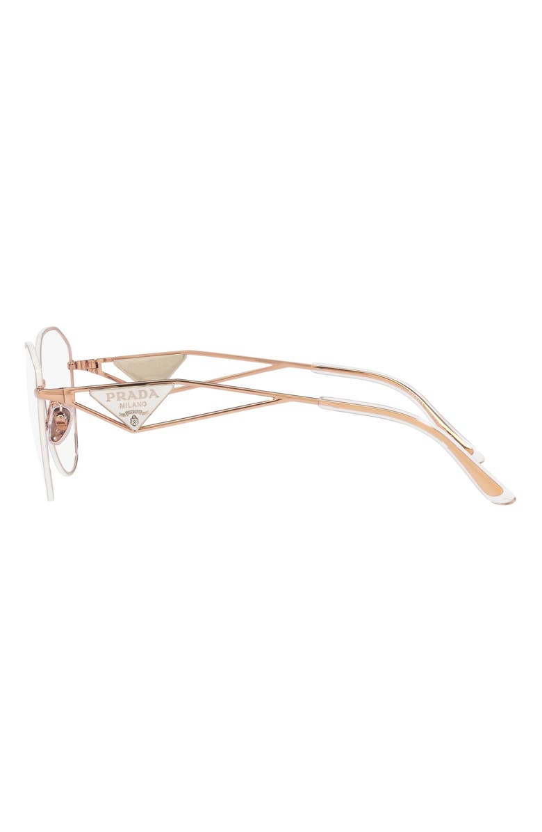 Prada 55mm Round Optical Glasses, Alternate, color, Pink Gold