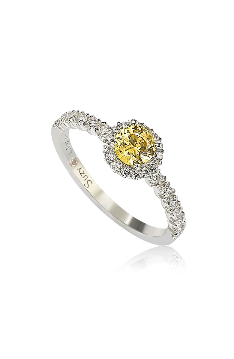 SUZY LEVIAN Halo Yellow Sapphire Bridal Ring, Main, color, Yellow