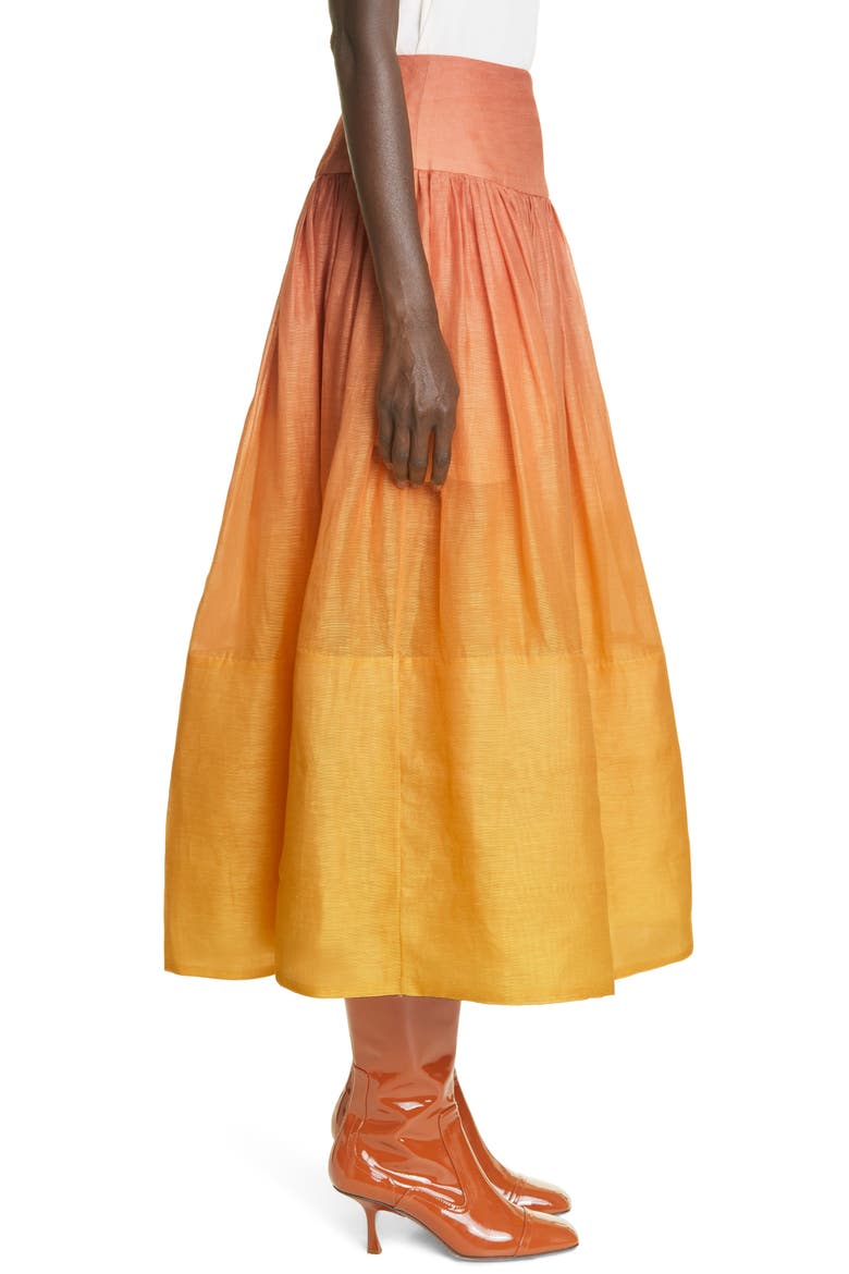 Postcard Ombré Silk & Linen Skirt, Alternate, color, OMBRE SUNSHINE