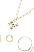 Adornia 3-Piece Initial Necklace, Earrings & Bracelet Set