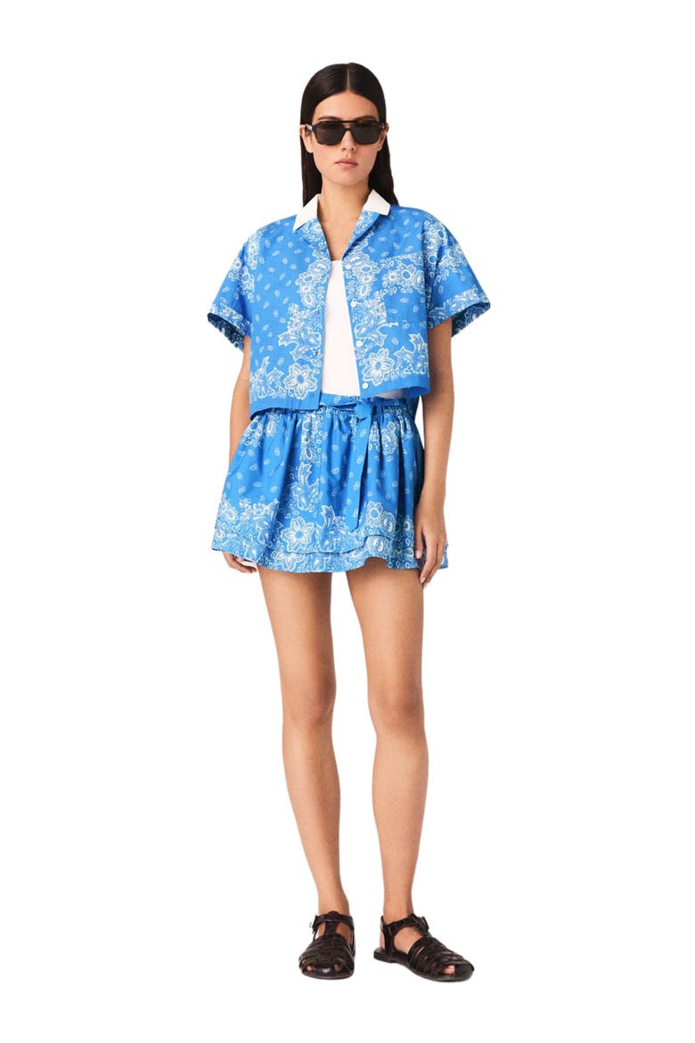 Contrast collar printed shirt, Main, color, Sky blue bandana print