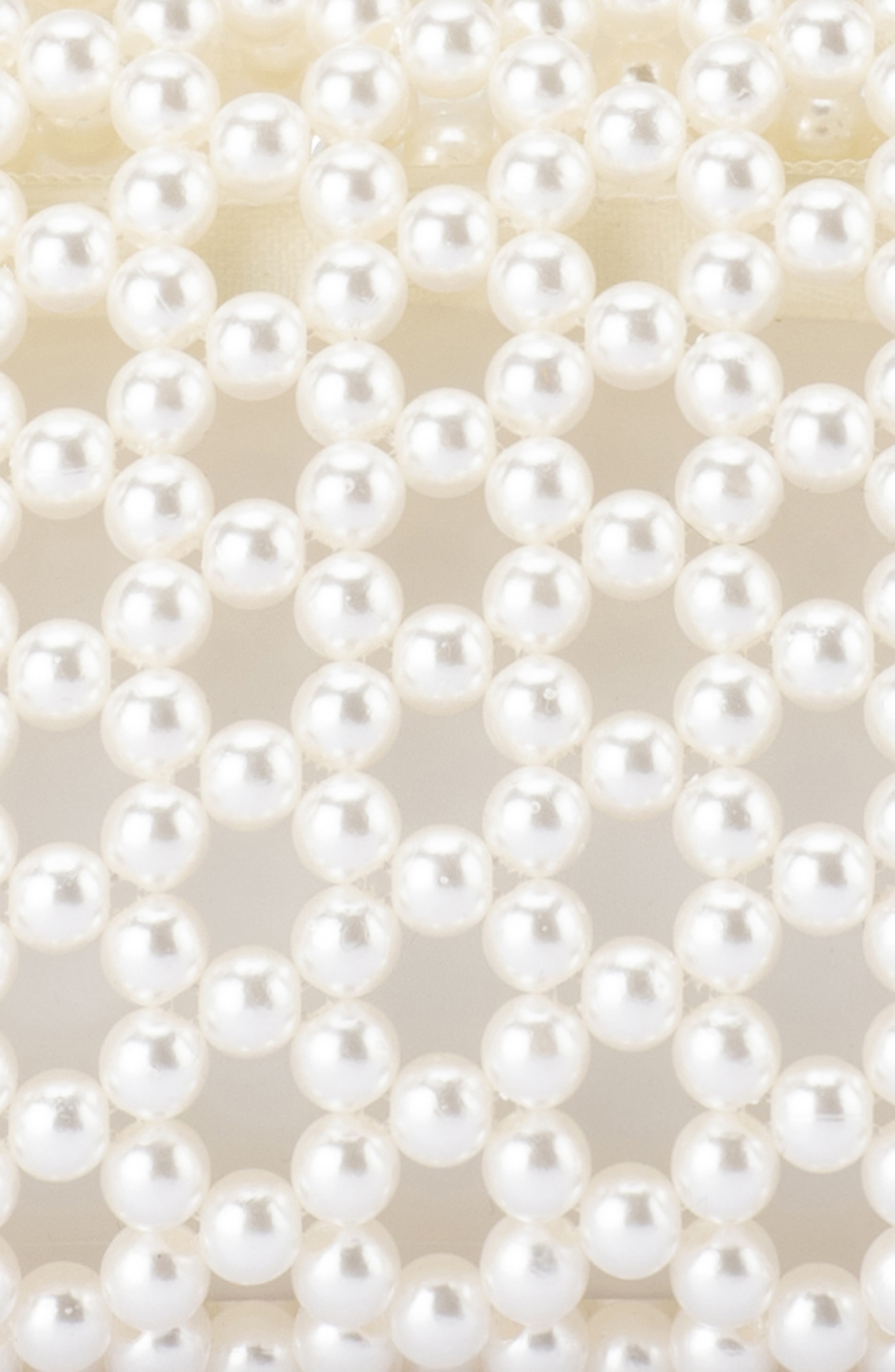 Olga Berg Amrita Faux Pearl Top Handle Bag, Alternate, color, Pearl