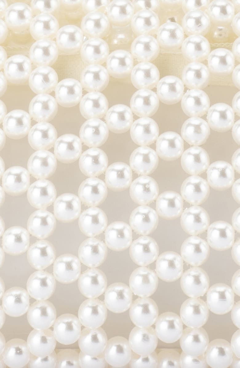 Olga Berg Amrita Faux Pearl Top Handle Bag, Alternate, color, Pearl