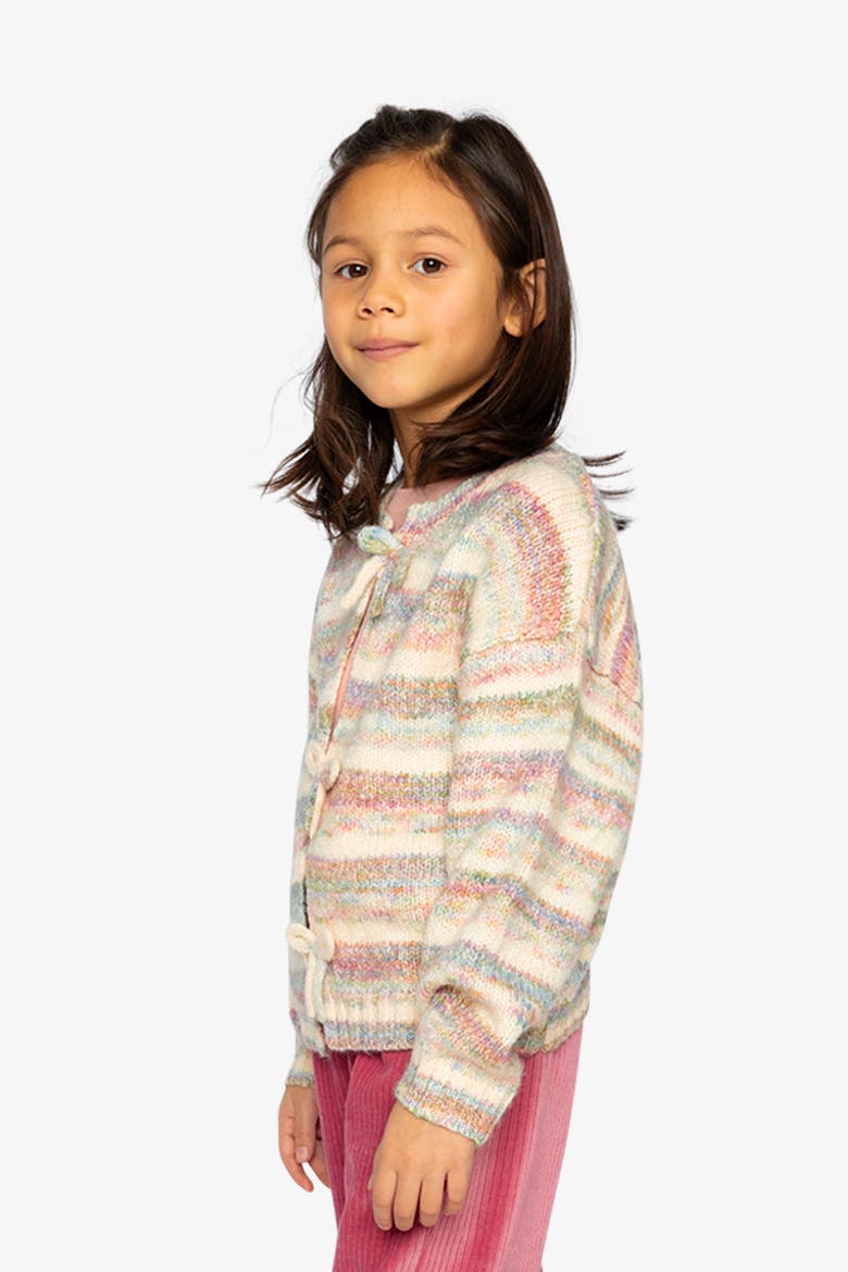 Bow Appliqué Button Front Knitted Cardigan, Alternate, color, Mauve and Blue Knitwear
