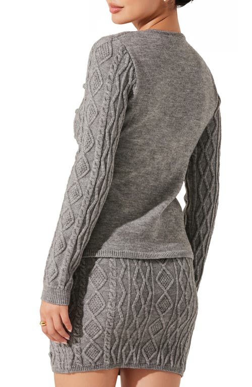 Astr The Label Argyle Pom Cardigan In Grey