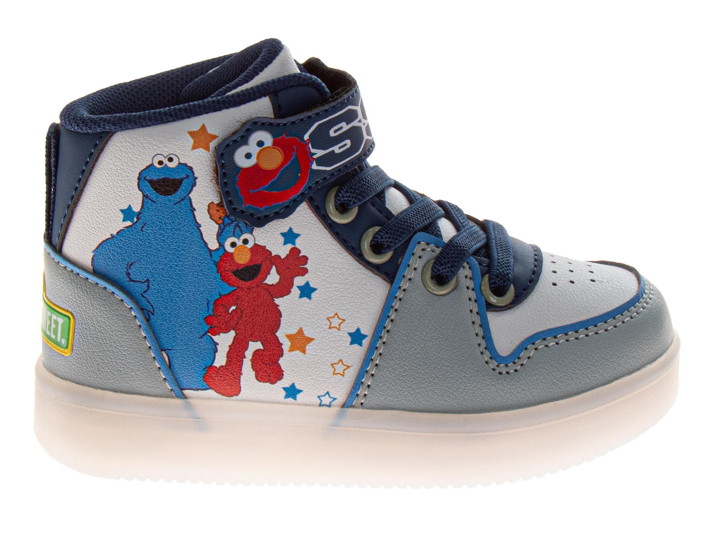 Sesame Street Elmo & Cookie Monster High Top Boys'Sneakers Light Up, Alternate, color, Blue
