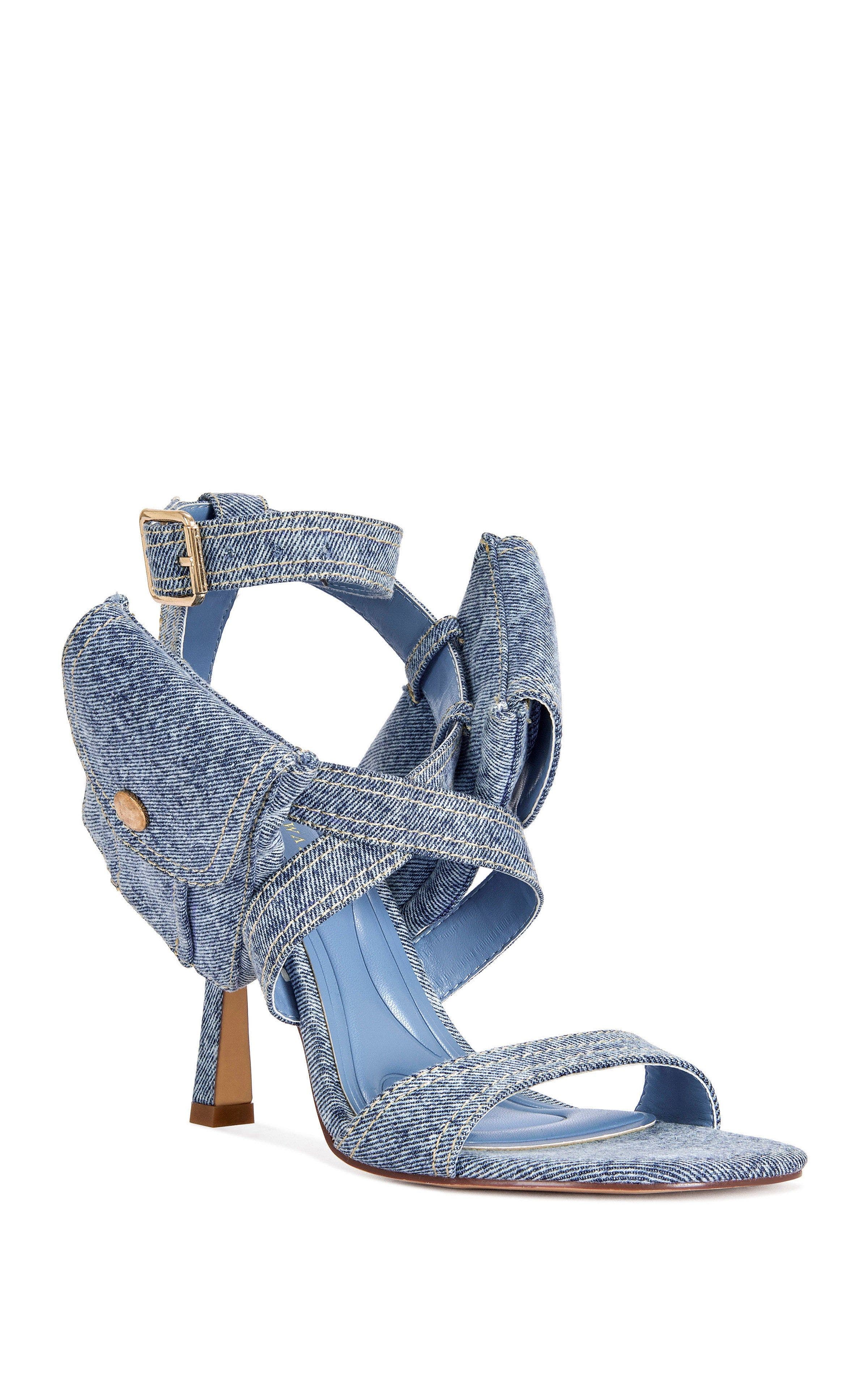 AZALEA WANG KERSHAW-DENIM POCKET STILETTO SANDAL - DENIM / 7.5 / STILETTO, Alternate, color, Denim