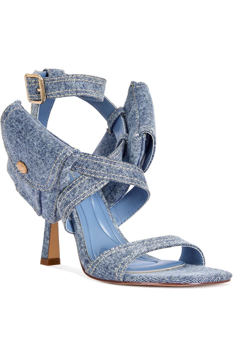 AZALEA WANG KERSHAW-DENIM POCKET STILETTO SANDAL - DENIM / 7.5 / STILETTO, Alternate, color, Denim