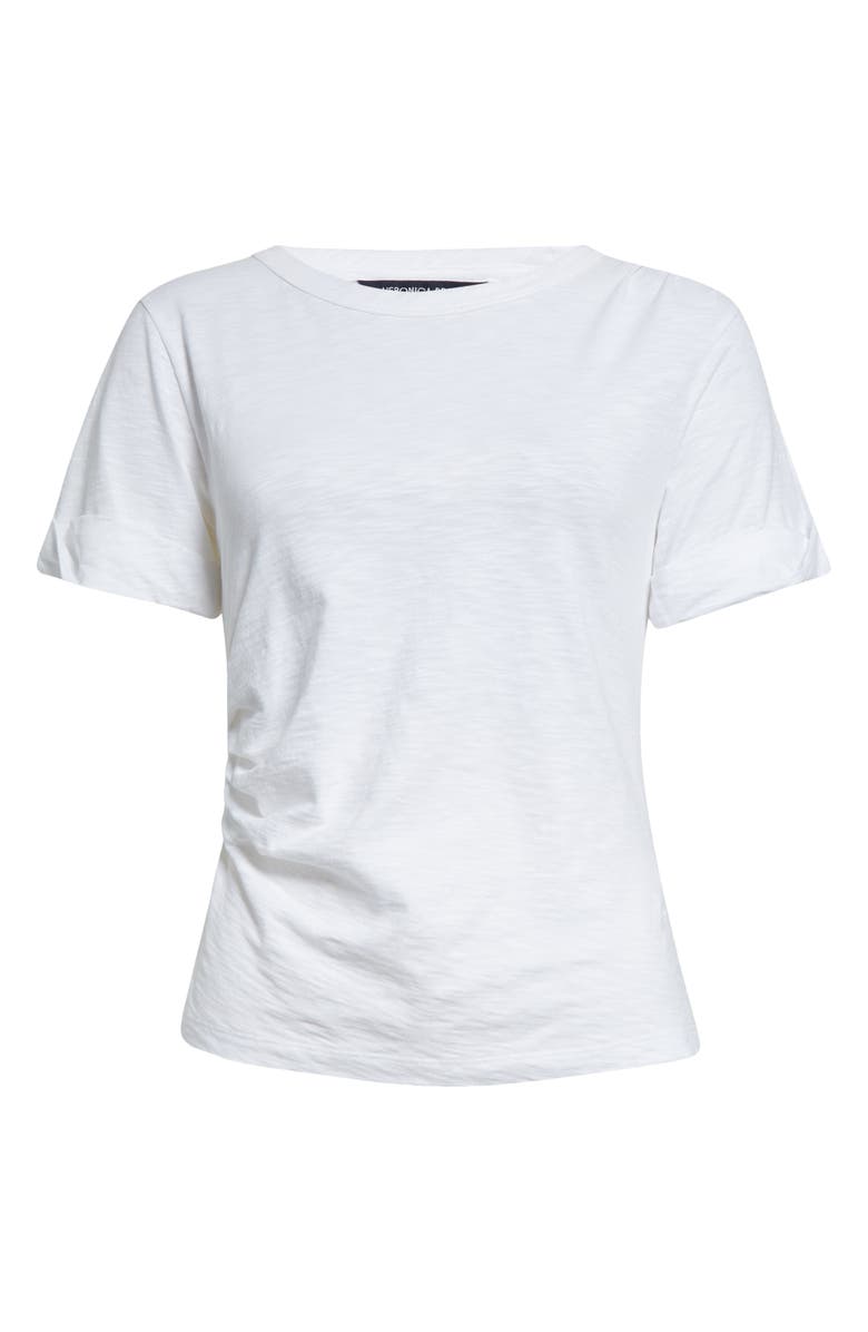 Veronica Beard Cannon Ruched Side Cotton T-Shirt, Alternate, color, White
