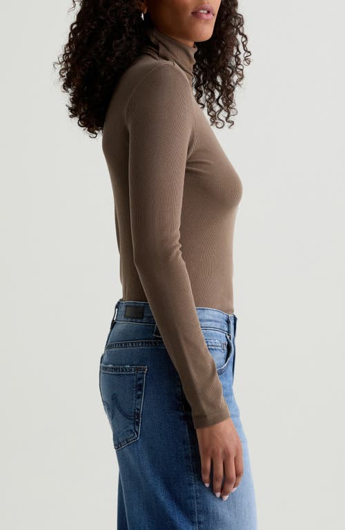 Ag The Chels Long Sleeve Ribbed Turtleneck In Brown
