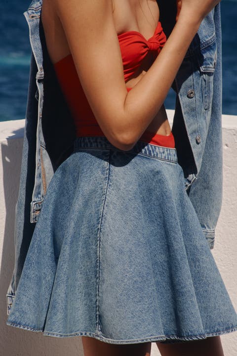 Circle-cut Denim Skirt