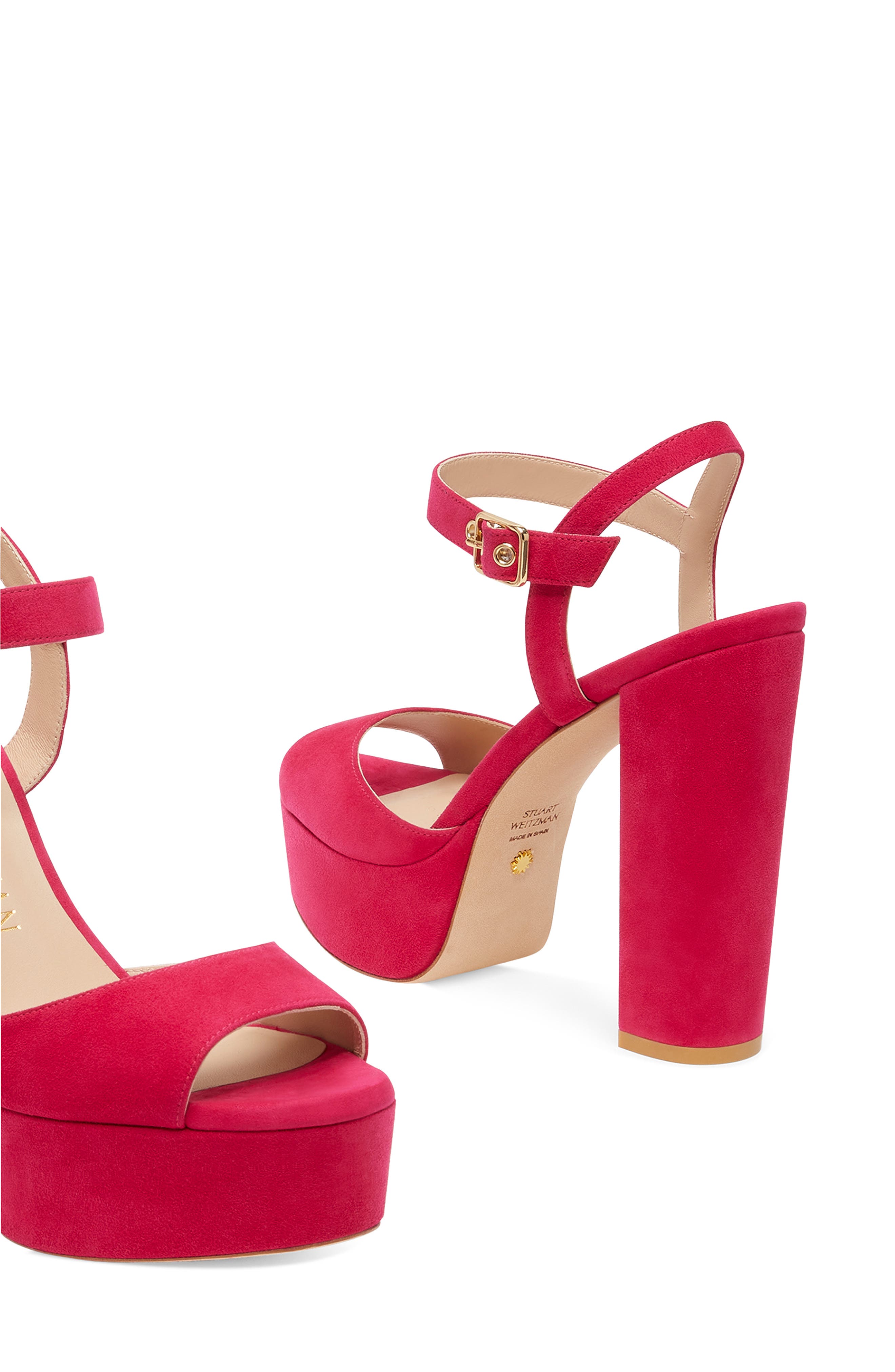 Ryder Suede Platform Sandal, Alternate, color, AZALEA