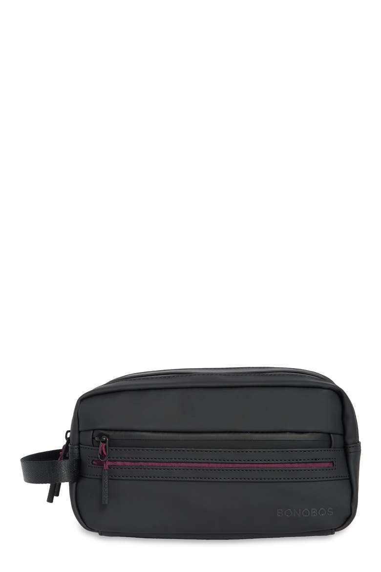 Faux Leather Dopp Kit, Main, color, BLACK