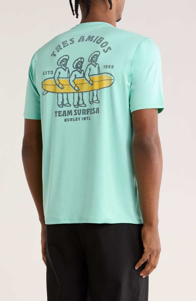 Hurley Hybrid Short Sleeve UPF 50+ Rashguard, Alternate, color, Tropical Mist