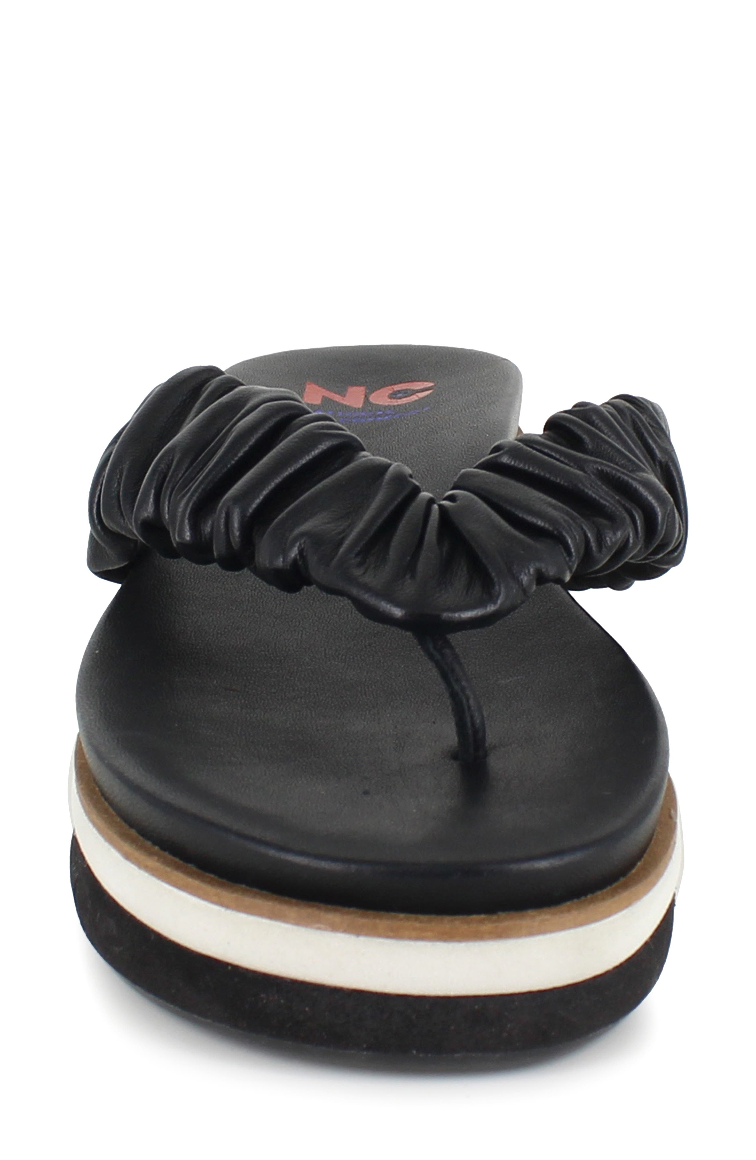 National Comfort Kahlen Scrunched Platform Flip Flop, Alternate, color, Black Leather