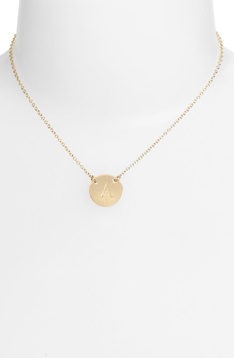 Nashelle 14k-Gold Fill Anchored Initial Disc Necklace, Alternate, color, 14K Gold Fill A
