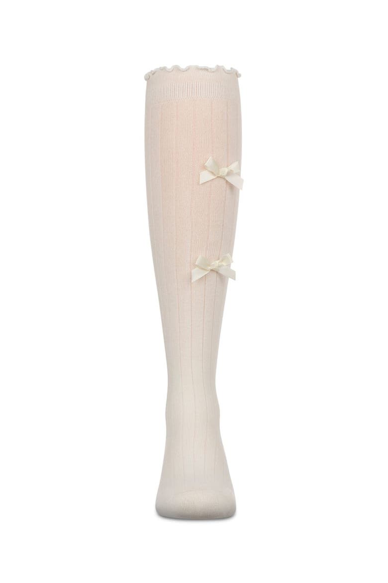 All Over Bow Knee High Socks, Alternate, color, Winter White