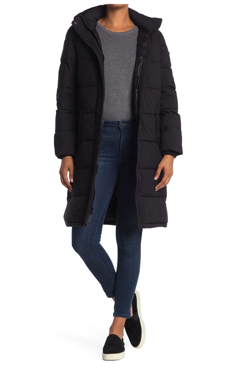 BCBG Long Eco Duvet Hooded Puffer Coat, Main, color,