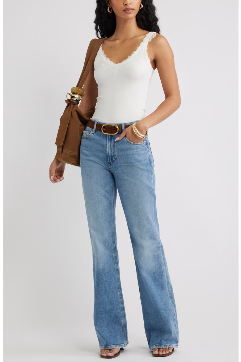 Lace Trim Ribbed Tank, Alternate, color, IVORY